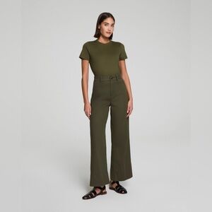 🆕 Spanx Stretch Twill Cropped Wide Leg Pant 2.0 in Dark Pine Green Small 21418R